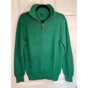J.Crew Cotton Cashmere Half Zip Sweater Pullover Green Mock‎ Neck Knit Top Small